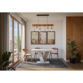 Viney Étkezőasztal - Magasfényű fehér / Beton