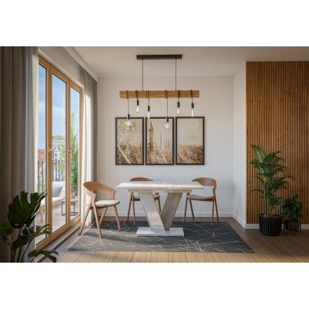 Viney Étkezőasztal - Magasfényű fehér / Beton